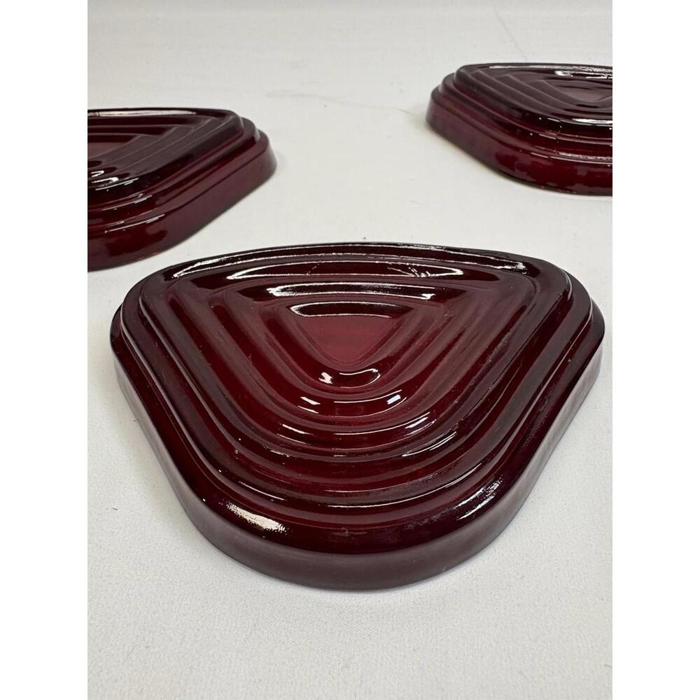 Vintage Anchor Hocking Manhattan Ruby Red Relish Tray Insert Triangular - Picture 8 of 14